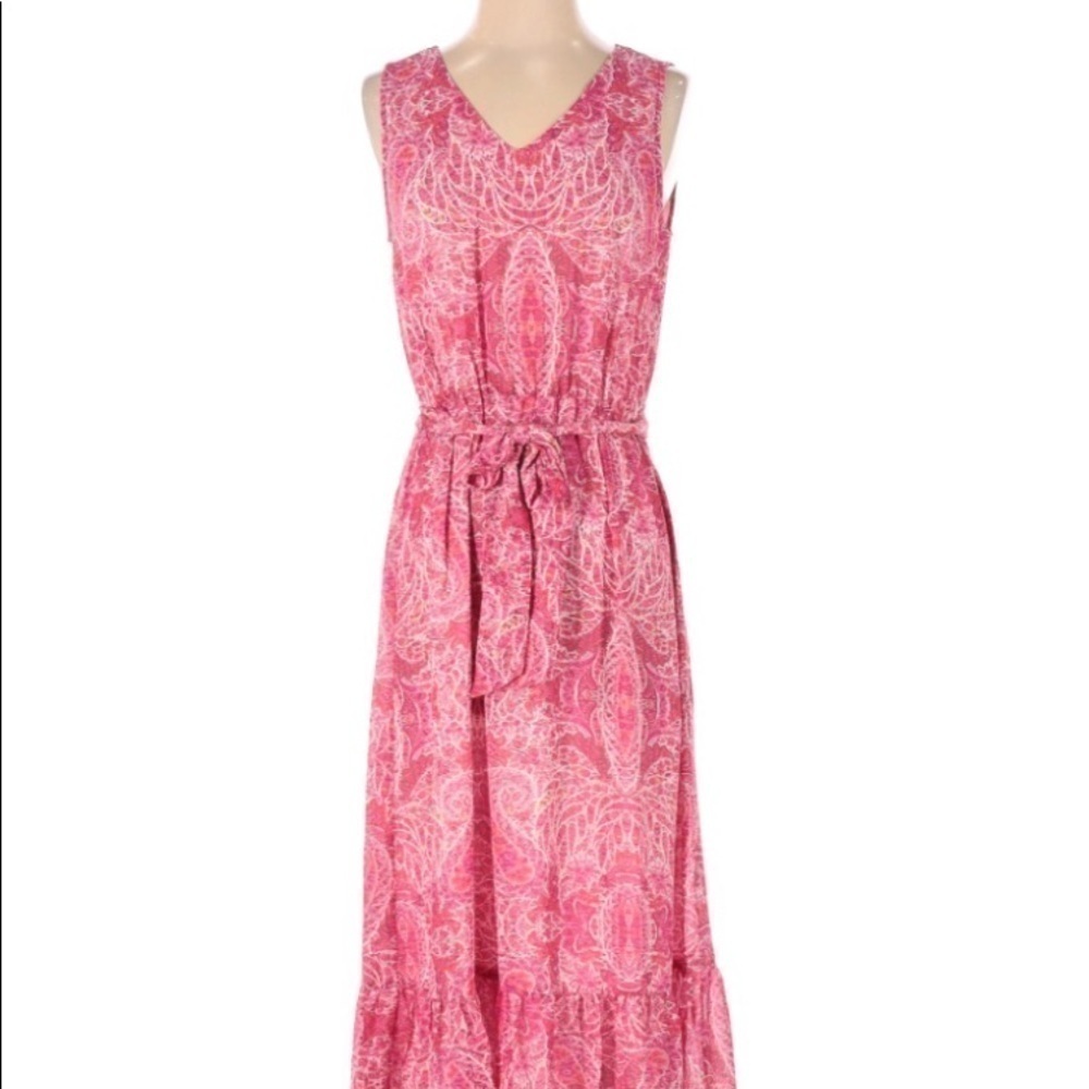 JANE & DELANCEY SLEEVELESS FLORAL MIDI DRESS PINK